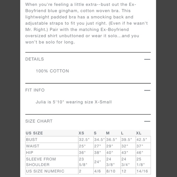 NWT favorite daughter the ex boyfriend bra in blue gingham - Picture 6 of 8